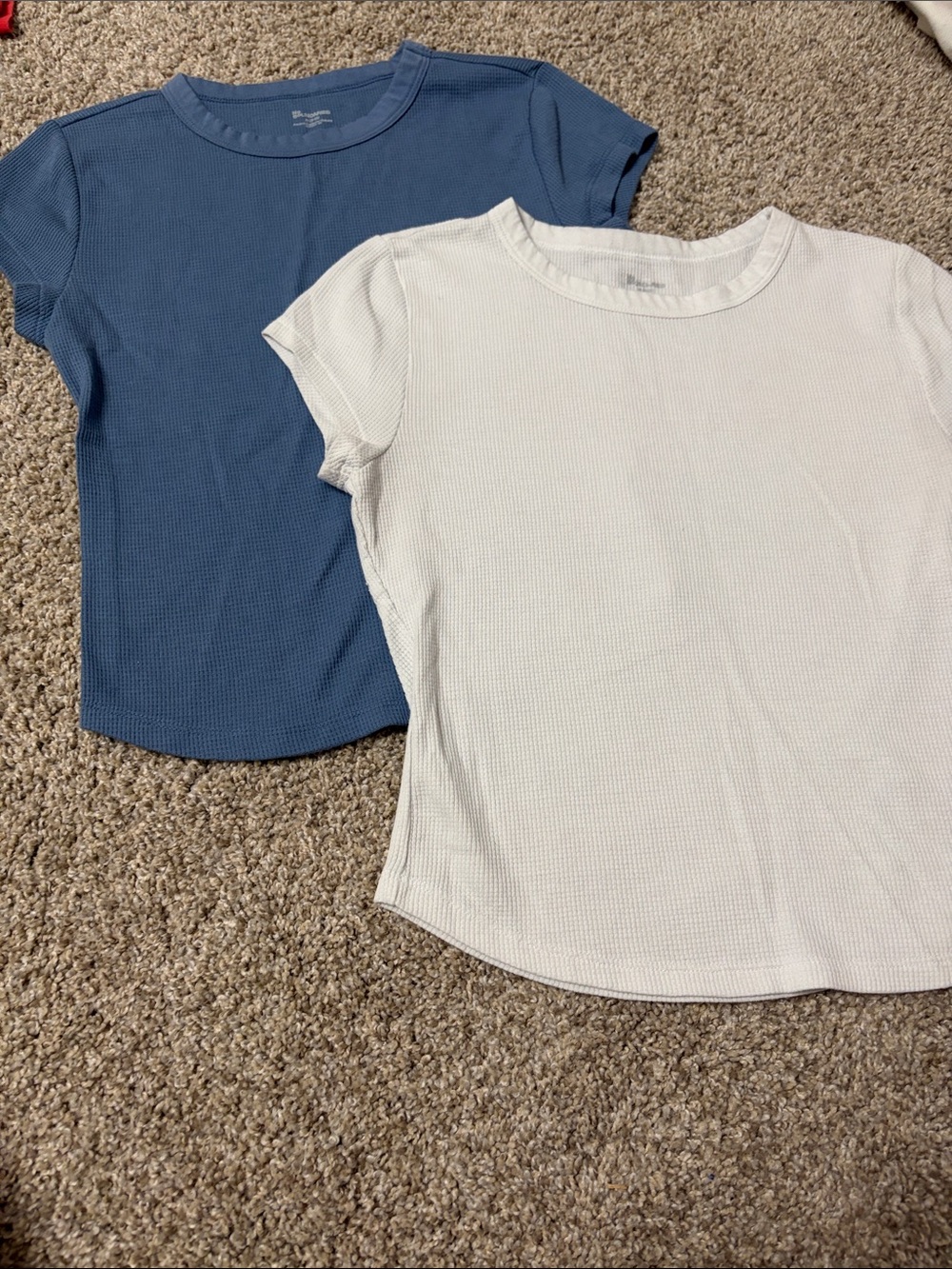 No Boundaries Short Sleeve Ribbed Tees - Blue & White
